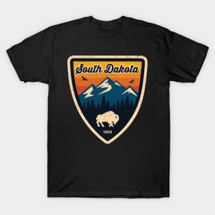 South Dakota 1889 Buffalo Wild Mountains Nature T-Shirt